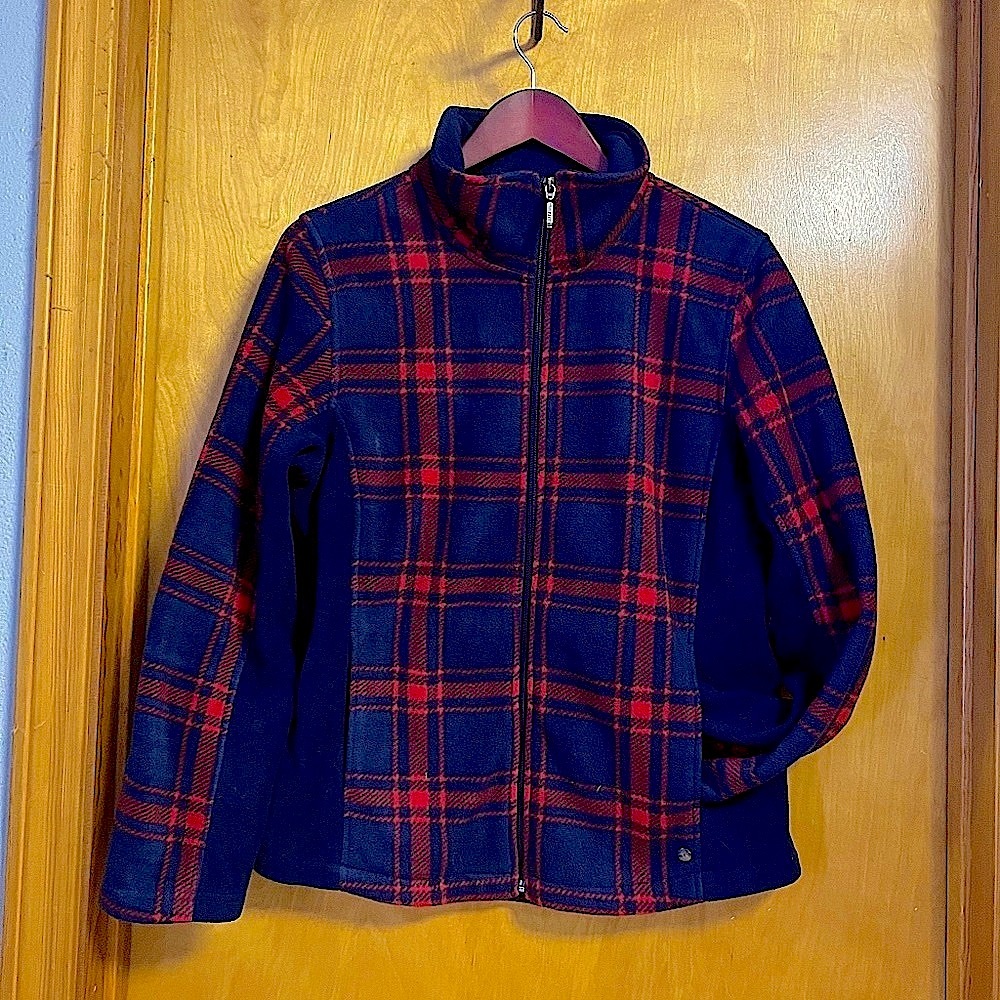 🛶Northern Reflections Fleece Full Zip Plaid Jacket in Blue and Red Size Medium - Picture 2 of 8